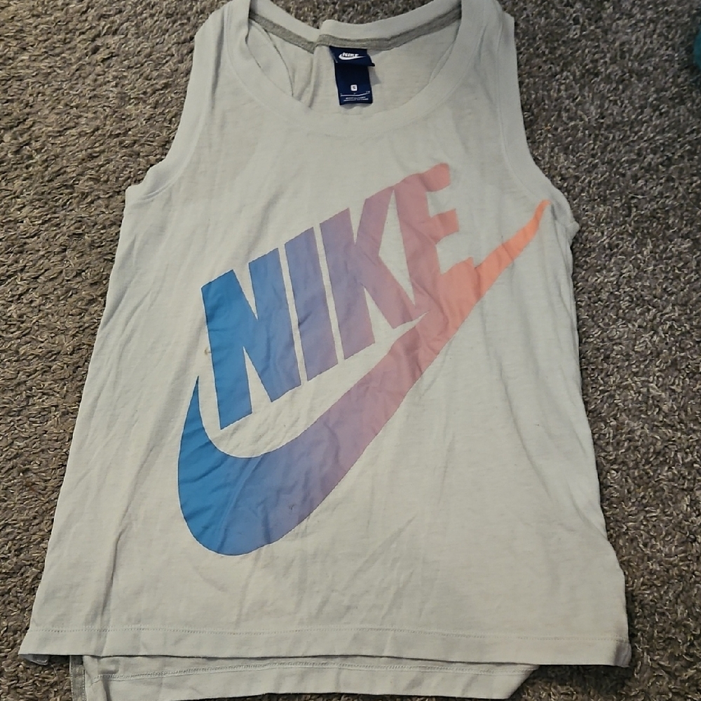 Nike Gray Muscle Tee with Multicolor Logo